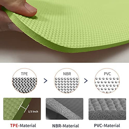 Hatha Yoga TPE Yoga Mat 72"x 27"x1/3" Non-slip Exercise Mat - color: green