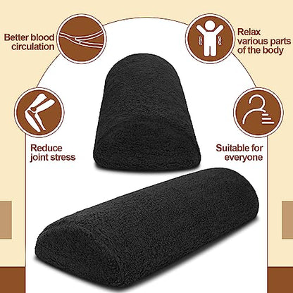 Sintuff Recliner Leg Rest Cushion Sofa Footrest Pillow with Cover Half Moon Bolster Pillow Under Knee Pillow for Sleeping On Back Alleviating Pain, 19.7 x 8 x 3.5 Inch (Black) - color: Black