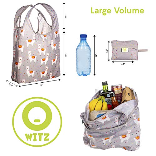 O-WITZ Reusable Grocery Bags | Vibrant Tote Bag For Groceries, Gym, Office, Beach Gear, Toys & More | Washable Design With Large Handles For Maximum Convenience | Folds Into A Small Pouch, Llama - color: Llama