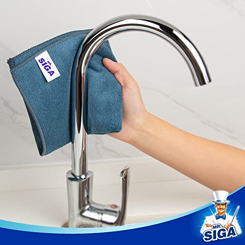 MR.SIGA Microfiber Cleaning Cloths, All Purpose Cleaning Towels, Pack of 6 | Ultra absorbent and soft microfiber towels for kitchen, car and household surfaces, Teal & Gray, 35 x 40 cm(13.8 x 15.7 inch) - size: 13.8 x 15.7 inch
