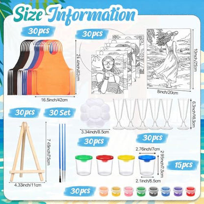 Sherr 285 Pcs 30 Sets Sip and Paint Kit for Adults,Summer | Pre Drawn Canvas to Paint for Adults, Acrylic Paints, Brushes, Easels, Date Night, Birthday Party Gifts - style: Summer