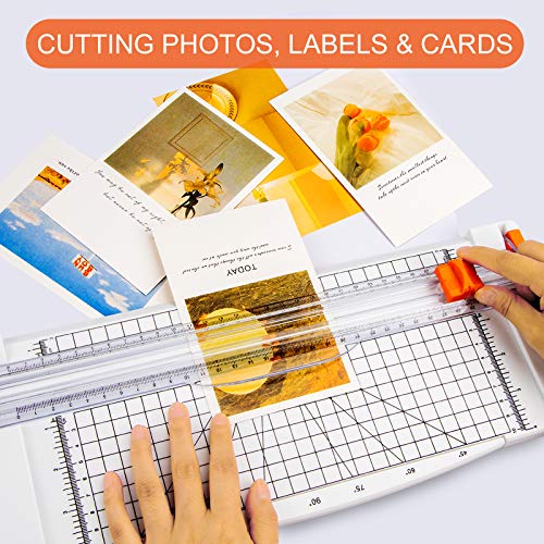 Evteck Paper Cutter 12 Inch Paper Trimmer Slider Crafting Scrapbooking Supplies for A4 Vinyl Photo Cardstock with Security Blade and Foldable Ruler - color: White