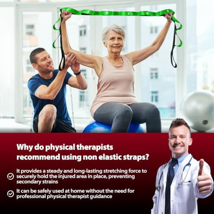 Acozycoo Stretching Strap with Loops for Physical Therapy,Knee,Calf,Back - color: Green, size: Length: 86 Inch, Width: 1.5 Inch