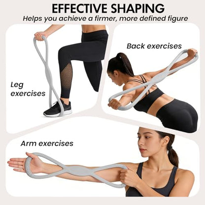 Figure 8 Resistance Band, Figure 8 Resistance Bands for Women Men,Resistance Band Figure for Working Out, Non-Slip Handles, Home Gym, Yoga & Physical Therapy - color: 25 LBS Grey