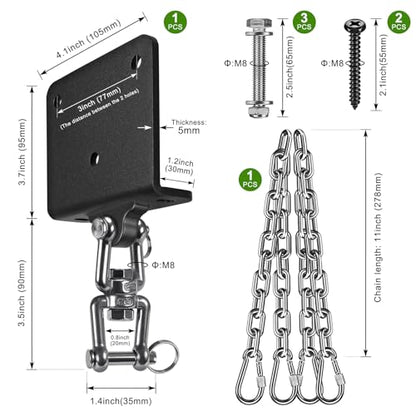 BeneLabel Heavy Bag Hanger for Punching Bag Beam Mount Hardware 360° Rotation Boxing Bag Ceiling Mount I-Beam Hanger for Hanging Heavy Punching Bags Wall Hangers - color: Beam Hanger with 4Pcs Steel Chain