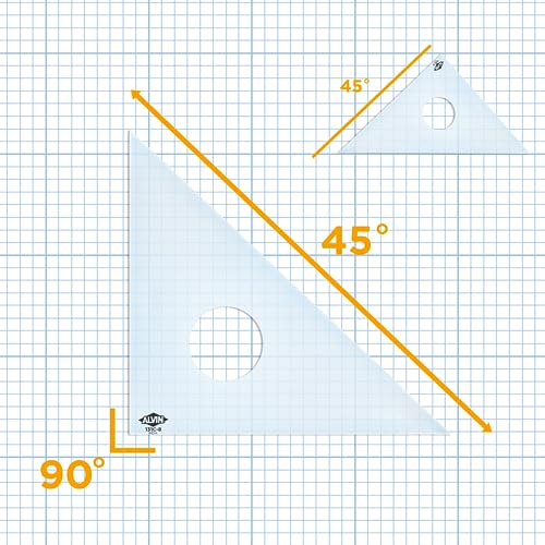 ALVIN 45-Degree/90-Degree 10" Clear Professional Acrylic Triangle Model 131C-10 Multipurpose Tool for Drafting Design and Architecture Great for Machining and Woodworking- 10" inch - size: 10", style: 45/90 Degree