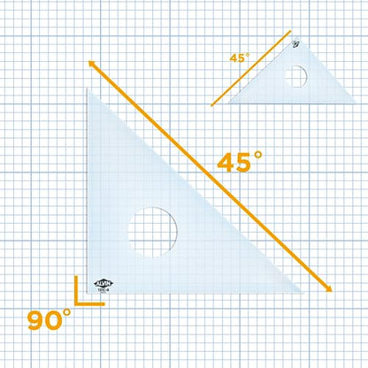 ALVIN 45-Degree/90-Degree 10" Clear Professional Acrylic Triangle Model 131C-10 Multipurpose Tool for Drafting Design and Architecture Great for Machining and Woodworking- 10" inch - size: 10", style: 45/90 Degree