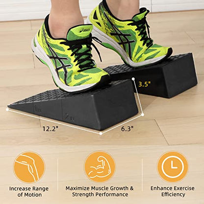 Squat Wedge for Easier Squats: 2-Pack Non-Slip Blocks with Guides