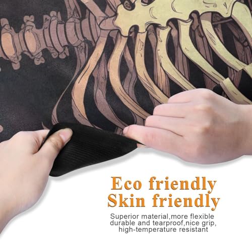 Funny Halloween Skeleton Yoga Mat, 71 x 26 Inch Non-slip Yoga Mats Folding Travel Exercise Mat Indoor Outdoor Gym Pilates with Storage Bag for Women Men