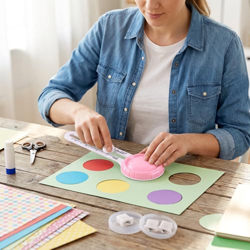 Circle Paper Cutter, Adjustable Circle Cutter Tool for Crafts, Round Paper Cutter with Dual Scale System, Mini Manual Circle Cutters for Paper With Three Replacement Blades, DIY Craft Cutting Tools