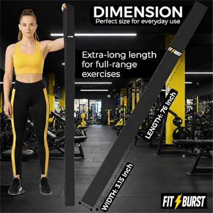 76-Inch Fabric Resistance Band for Full Body Workouts, Wide Non-Slip 120 LB - color: BLACK