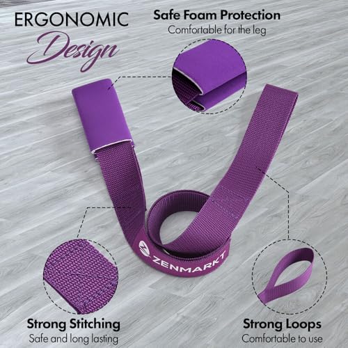 Cheer Stretching Strap for Flexibility Training and Stunt Practice | Durable Stretch Band to Improve Flexibility and Range of Motion, Essential Accessory for Cheerleaders - color: Purple