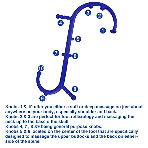 Shrdaepe Massage Trigger Point Cane, Body Deep Tissue, Handheld Back, Neck, Shoulder, Leg and Feet Massager Rod, Muscle Release Tool Self Massage Hook Cane Gifts for Women & Men, Blue - color: Blue
