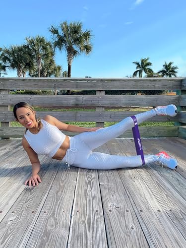 Fit Simplify Resistance Loop Exercise Bands with Instruction Guide and Carry Bag, Set of 5 - color: Purple