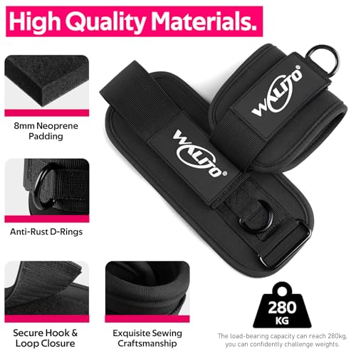 WALITO Ankle Resistance Bands with Cuffs, Exercise Bands for Legs and Butt, Booty Workout Equipment for Kickbacks and Hip Fitness Training - color: Black