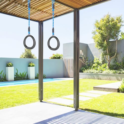 SELEWARE Trapeze Swing Rings, Gymnastics Rings for Swingset - color: 2-Pack Trapeze Rings with 3.5 ft Adjustable Ropes