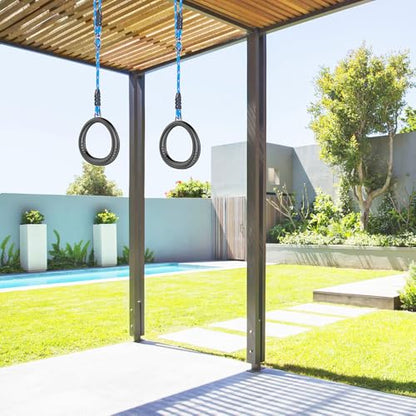 SELEWARE Trapeze Swing Rings, Gymnastics Rings for Swingset - color: 2-Pack Trapeze Rings with 3.5 ft Adjustable Ropes