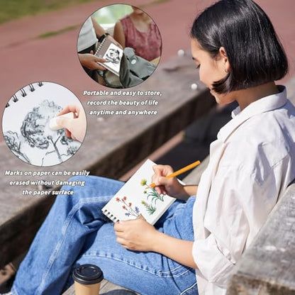 10 Pcs Sketch Book Bulk 9 x 12 in 400 Sheets Top Spiral Bound Sketch Pad Drawing Paper 40 Sheets Each Acid Free Mixed Media Sketchbook 68lb/100gsm Art Supplies for Beginner Artist - size: 9x12in