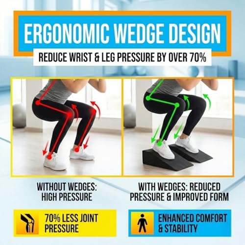 Slant Board for Heel Elevated Squat Weightlifting Calf Stretcher Slant Board for Mobility Balance and Strength Performance Pack of 2