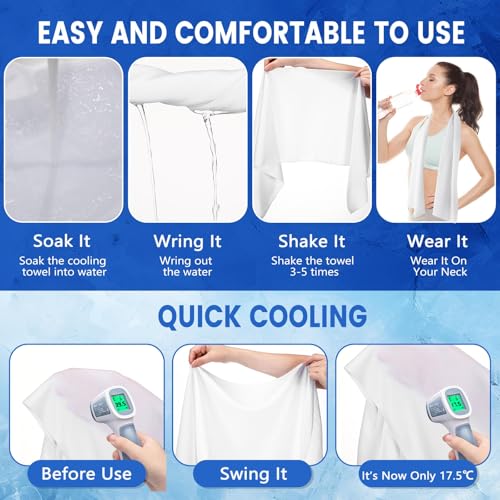Hosuly 150 Pack Cooling Towels Bulk 40 x 12 Inch Large Chilly Breathable Sweat Sports Cold Towels Sublimation Microfiber Ice Neck Rag for Hot Weather Workout Gym Team Gift (Dark Blue,Light Blue,White) - color: Dark Blue,light Blue,white