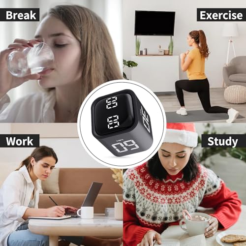 Productivity Timer Flip Gravity Sensor Cube Timer Countdown & Countup,Mute & Vibrate & Sound，5/10/30/60min & Custom Timing, Perfect for ADHD,Work,Learning,Kitchen Cooking (1Black) - color: Black