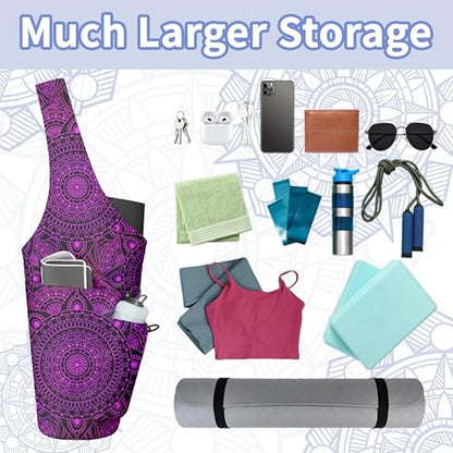 Yoga Bag for Women, Large Yoga Mat Bag Tote Carrier with Wet Dry Pocket | Water Bottle Holder & Adjustable Strap, Fits 1/2" Thick Yoga Mat for Gym, Pilates, Travel, Work - color: YOGA-08