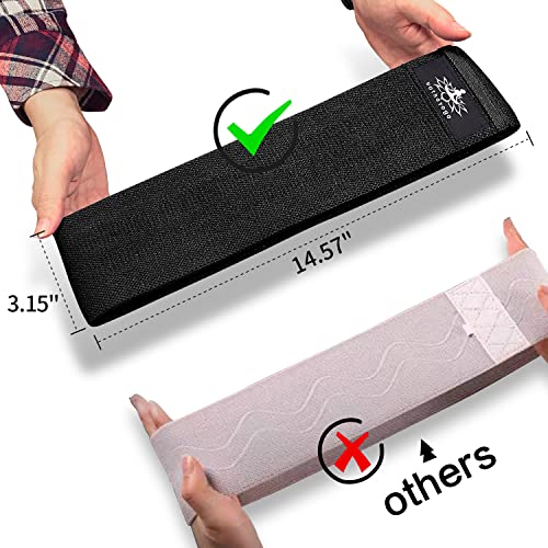 Hatha Yoga Large Resistance Band,14.5" x3.15",Fabric Exercise Loop Bands with Instruction Guide and Carry Bag, Set of 3. - color: Black Ash