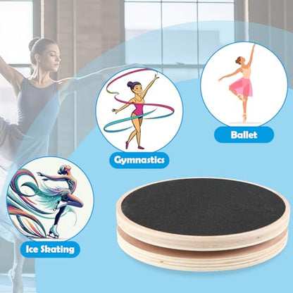 Wooden Figure Skating Spinner Board, 8 Inch Non Slip Ice Skate Pirouette Turning Board for Off Ice Spin Practice, Ballet, Gymnast, Cheerleader Balance Training Spin Disc
