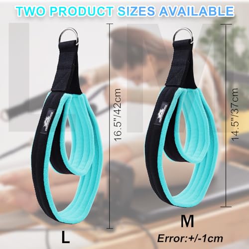 Pilates Double Loop Straps for Reformer, Thickened D-Ring Handle Fitness Straps, 2 Lengths Multicolor Yoga Accessories for Home Workout - color: black blue, size: size M