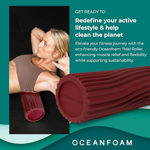 Oceanfoam Tidal Roller - Maroon - Muscle Massage Foam Roller for Back Pain & Stretching - Firm and Ergonomic Wide Wave Textured - Yoga, Athletics, & Wellness - Full Size, 20" x 5" - color: Maroon