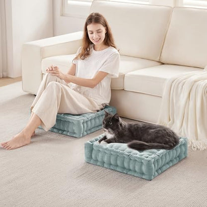 Intelligent Design Floor Pillow Large Meditation Cushion, 20x20 Aqua - color: Aqua