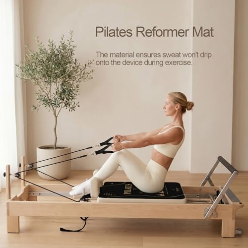 Pilates Reformer Mat, Non Slip Backing Reformer Mat Cover for Pilates Machine, Exercise Mat with Sweat-Wicking Surface, Foldable Pilates Mat Home Gym Yoga Training, 39" x 24" - color: BlackPink