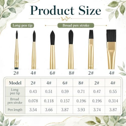 6pcs Mini Travel Watercolor Brush Set Including Flat and Round Brushes