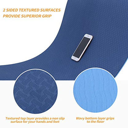 Yoga Starter Kit - 11-Piece Set with Yoga Blocks, Strap, Ball, Mat, Carrying Strap, Net Bag, Cooling Towel - color: Blue