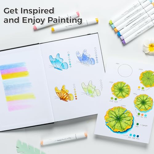 Ohuhu 7"x10" Marker Paper Pad Art Sketchbook for Drawing and Sketching | Large Sketch Book - 120 LB/200 GSM Smooth Drawing Paper - 78 Sheets/156 Pages - PU Hardcover Sketch Pad for Alcohol Markers - size: 7" x 10"