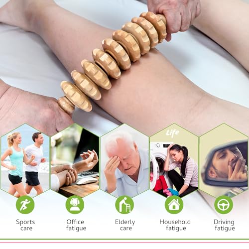 Curved Wood Therapy Massage Stick, Wooden Cellulite Muscle Roller for Legs - color: Wood Curved