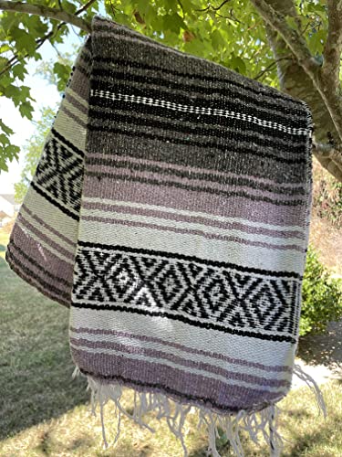 FVLFIL Authentic Mexican Blanket Falsa Blanket Yoga Blanket Perfect Beach Blanket Camping Blanket Picnic Blanket Car Blanket Home Throw Blanket (Light Purple) - color: Light Purple