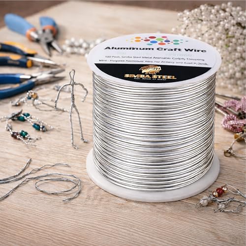 18 Gauge Aluminum Wire 328 Ft (Silver, 1mm), Metal Armature Wire for Sculpting, Aluminum Craft Material, Jewelry Making, Bendable for Crafts, Beading & Floral Design by Simba Steel - style: 18 Gauge x 328 FT