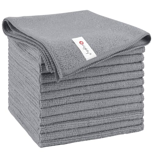 Orighty Microfiber Cleaning Cloth, Cleaning Rags, 12 Pack, 12x11 in, Grey - color: Grey, size: 12 Pack