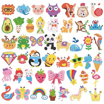 Labeol Diamond Art Kits for Kids Boys and Girls Ages 6-8-10-12 Easy to DIY Creative Diamond Art Sticker Craft by Numbers Kits for Kids and Adult Beginners (Lovely Animal) - style: Lovely Animal