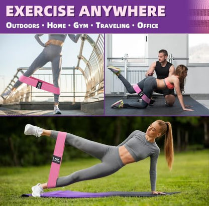 Fabric Resistance Bands,5 Non-Slip Fabric Workout Bands,Booty Bands for Women & Men, Elastic Exercise Bands for Legs, Glutes, Hips & Thighs, Home Fitness & Gym - color: Pink 4-Pack