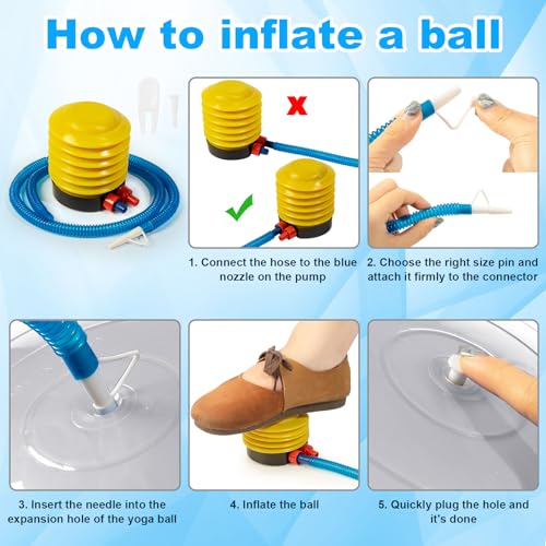 Jexine 6 Pcs Yoga Ball Exercise Ball - color: Gray, size: 25.59 Inch