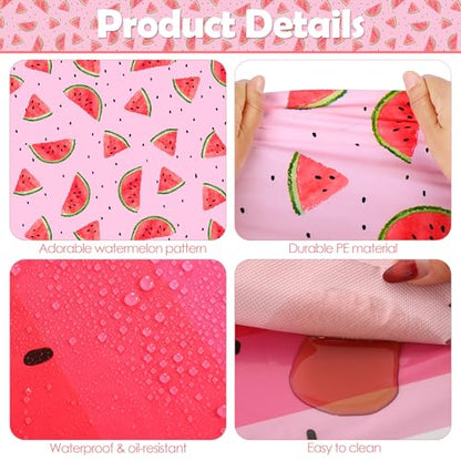 Kochorie 2 Pack Watermelon Party Tablecloths, 54 x 108 Inch Plastic Watermelon Table Covers, Waterproof Pink Table Cloth Cover for Birthday Baby Shower Wedding Summer Fruit Party Supplies - style: Watermelon