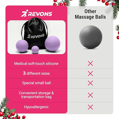 3 in 1 Massage Ball Set - Lacrosse Balls for Myofascial Release, Back Pain Relief, Face Fitness, Trigger Points, Yoga, Physical Therapy, Muscle Recovery and Soft Deep Tissue Massage (Purple) - color: Purple
