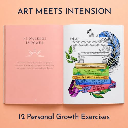 Adult Coloring Book for Women, Personal Growth Mindfulness & Stress Relief | Anxiety Relief & Relaxation, Self-Expression Journal Prompts, Best Friend & Self-Care Gift, 140gsm Perforated - color: Express Yourself - Mindfulness