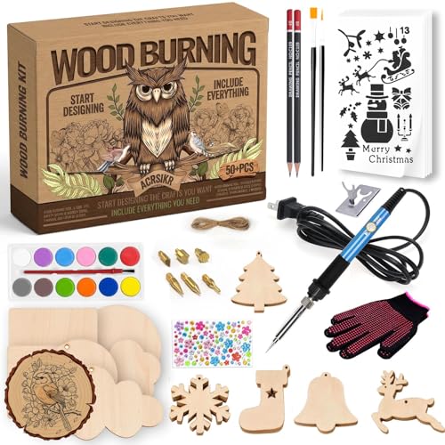 ACRSIKR Gifts for Adults, Wood Burning Kit Craft Gifts Ideas for Adults | Adjustable Temperature, WoodBurning Tool for Beginners, Christmas Birthday Gift for Craft Lovers and DIY Enthusiasts - color: Brown