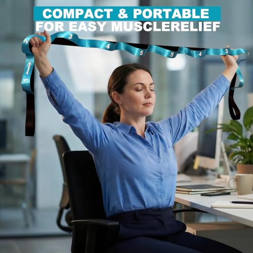 Acozycoo Stretching Strap with Loops for Physical Therapy,Knee,Calf,Back - color: Blue, size: Length: 86 Inch, Width: 1.5 Inch