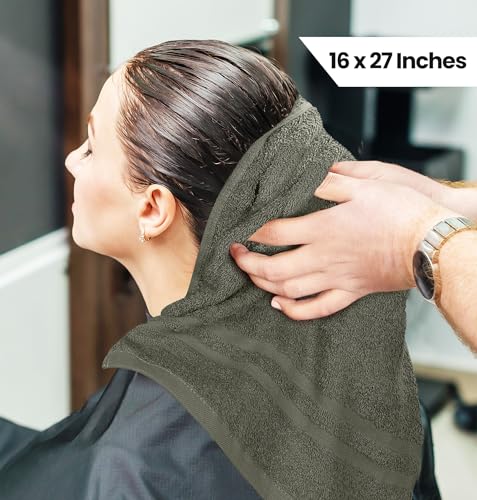 Utopia Towels Cotton Bleach Proof Salon Towels (16x27 inches) - Bleach Safe Gym Hand Towel (24 Pack, Dusty Olive) - color: Dusty Olive, size: 24 Pack