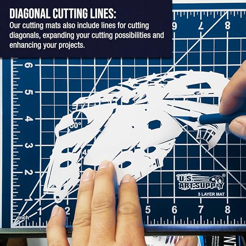 U.S. Art Supply 40"x60" Self-Healing Cutting Mat 5-Ply White/Blue | Double-Sided White/Blue Craft Mat, Non-Slip Cutting Mats for Crafts, Sewing, Quilting, Scrapbooking - color: White/Blue