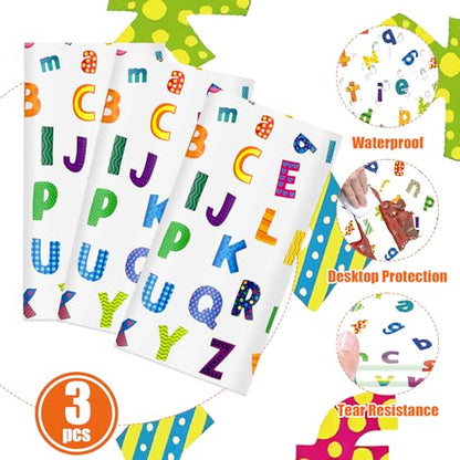 3Pcs Alphabet Plastic Tablecloth, 54 x 108 Inch Educational ABC Alphabet Party Table Cover for Early Learning, Boys and Girls Birthday Party Supplies - color: Alphabet